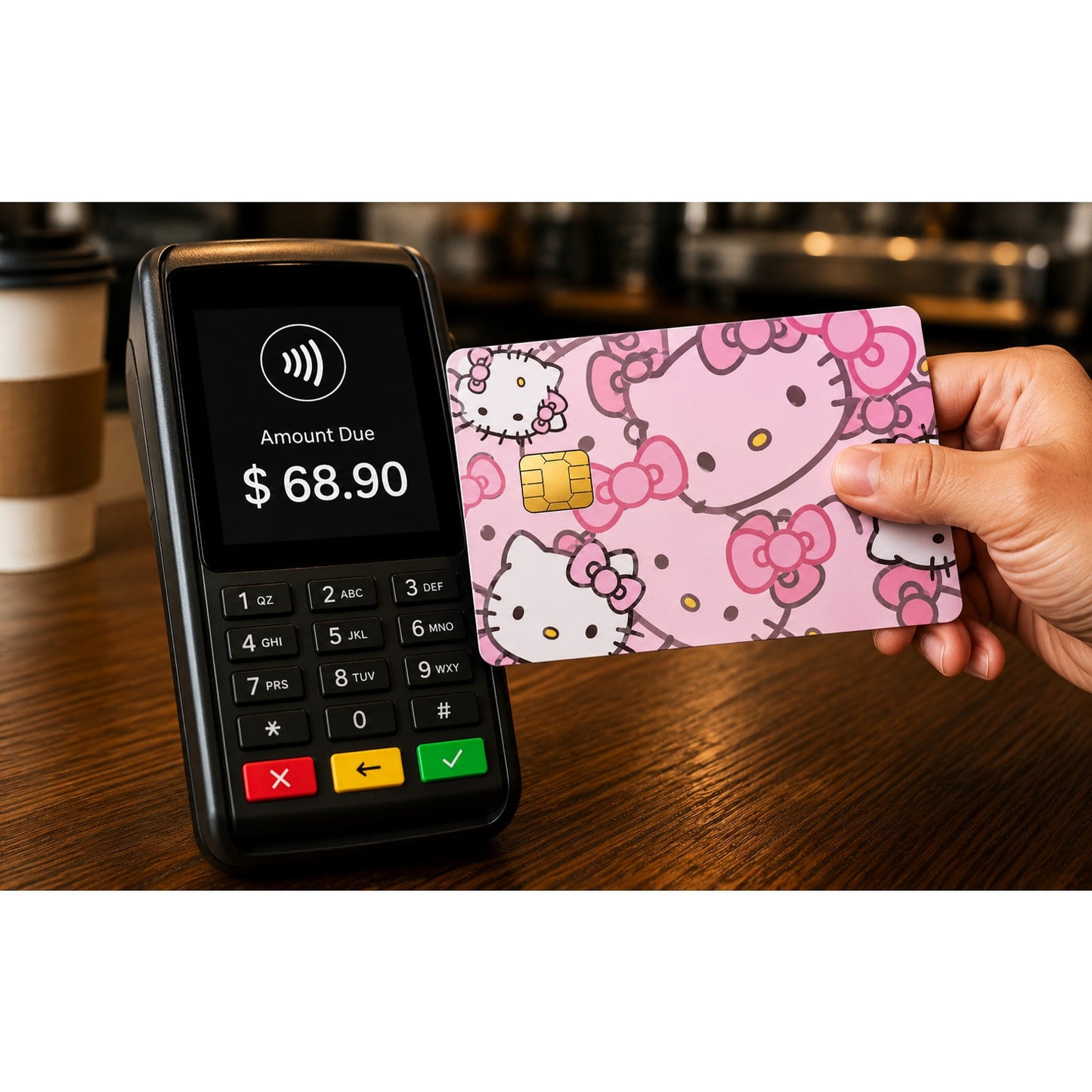 Pink Kitty Pattern Credit Card Skin Debit Card Vinyl Sticker Cute Kawaii Wrap