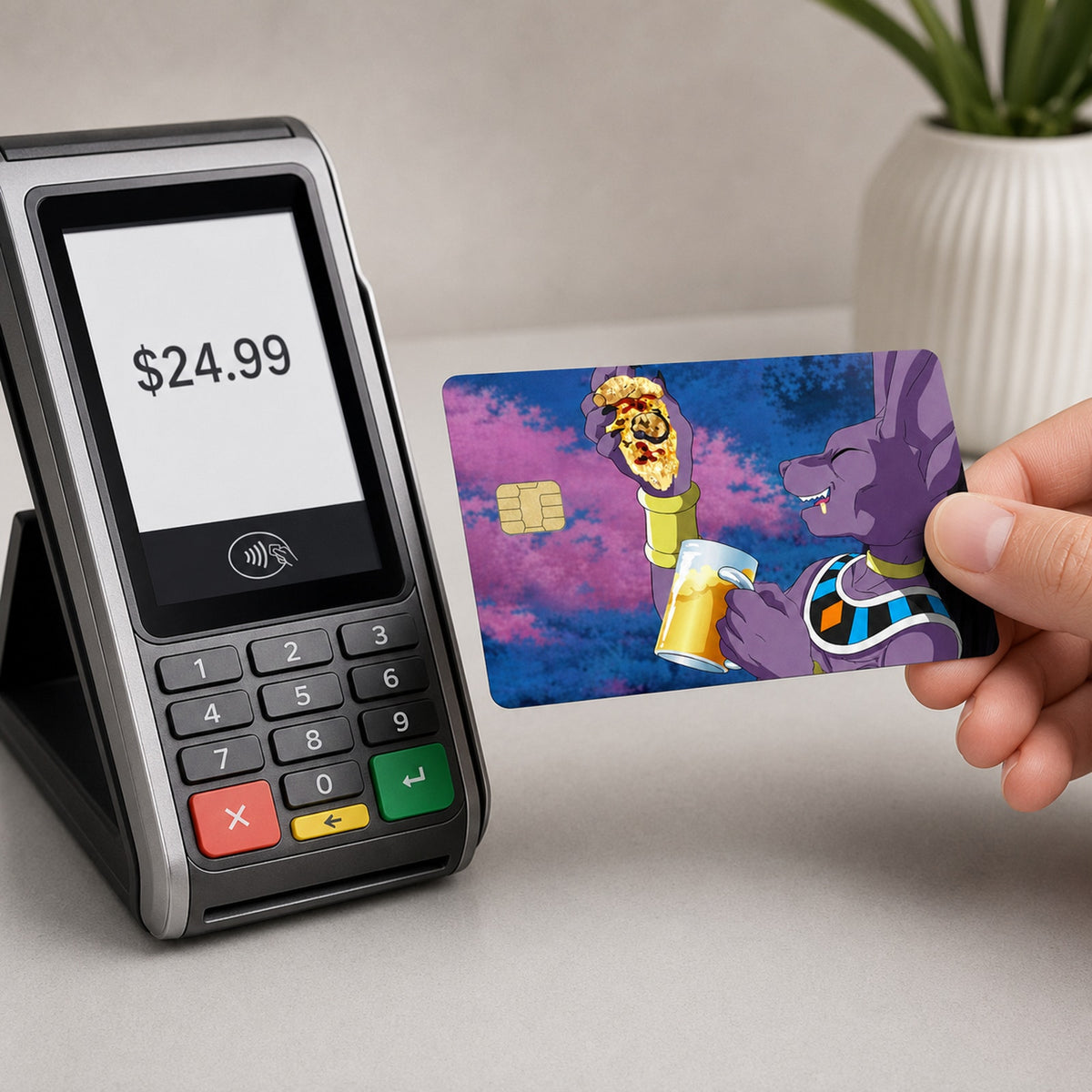 Lord Beerus' Total Destruction Delayed by Pizza DragonballZ Credit Card Skin