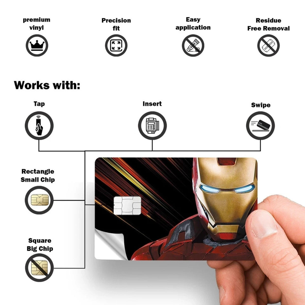 Marvel Iron Man Armored Hero Portrait Credit Card Skin