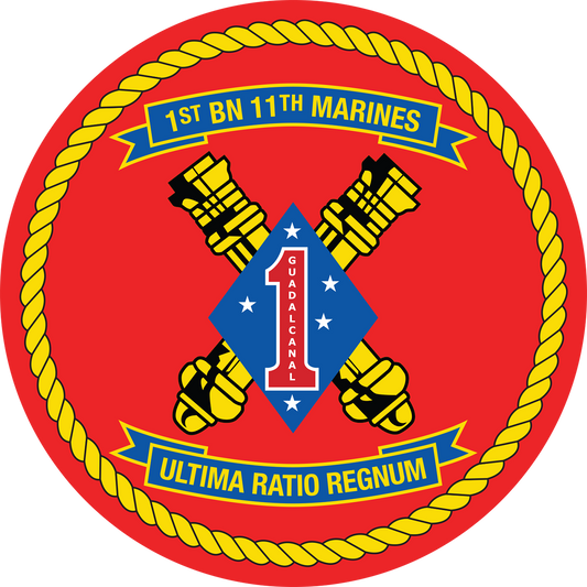 USMC 1st Battalion 11th Marine Insignia Patch vinyl decal for car, truck, window or laptop U.S. Marine Military