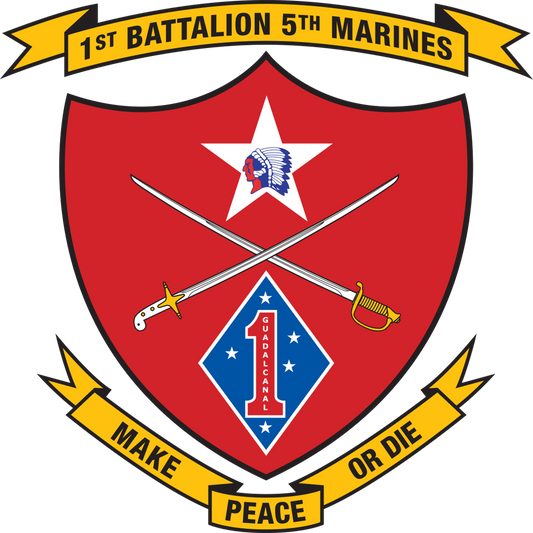 USMC 1st Battalion 5th Marine Insignia Patch vinyl decal for car, truck, window or laptop U.S. Marine Military