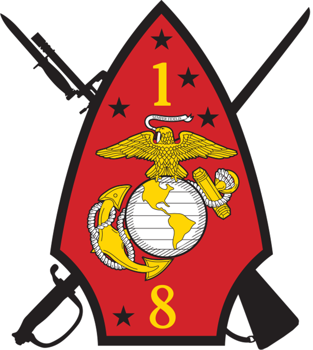 USMC 1st Battalion 8th Marine Insignia Patch vinyl decal for car, truck, window or laptop U.S. Marine Military