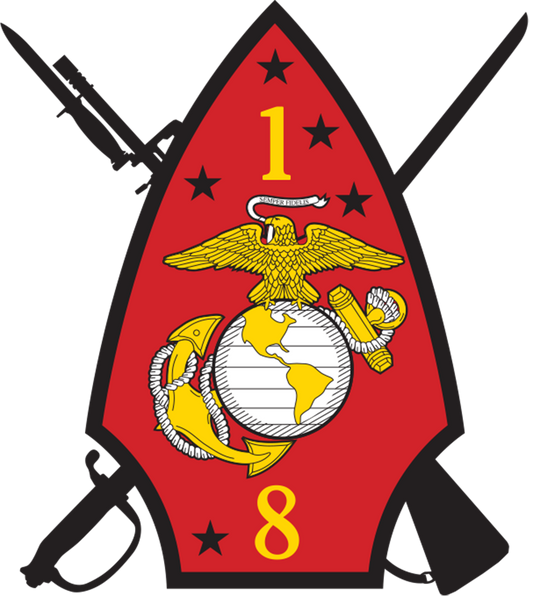 USMC 1st Battalion 8th Marine Insignia Patch vinyl decal for car, truck, window or laptop U.S. Marine Military