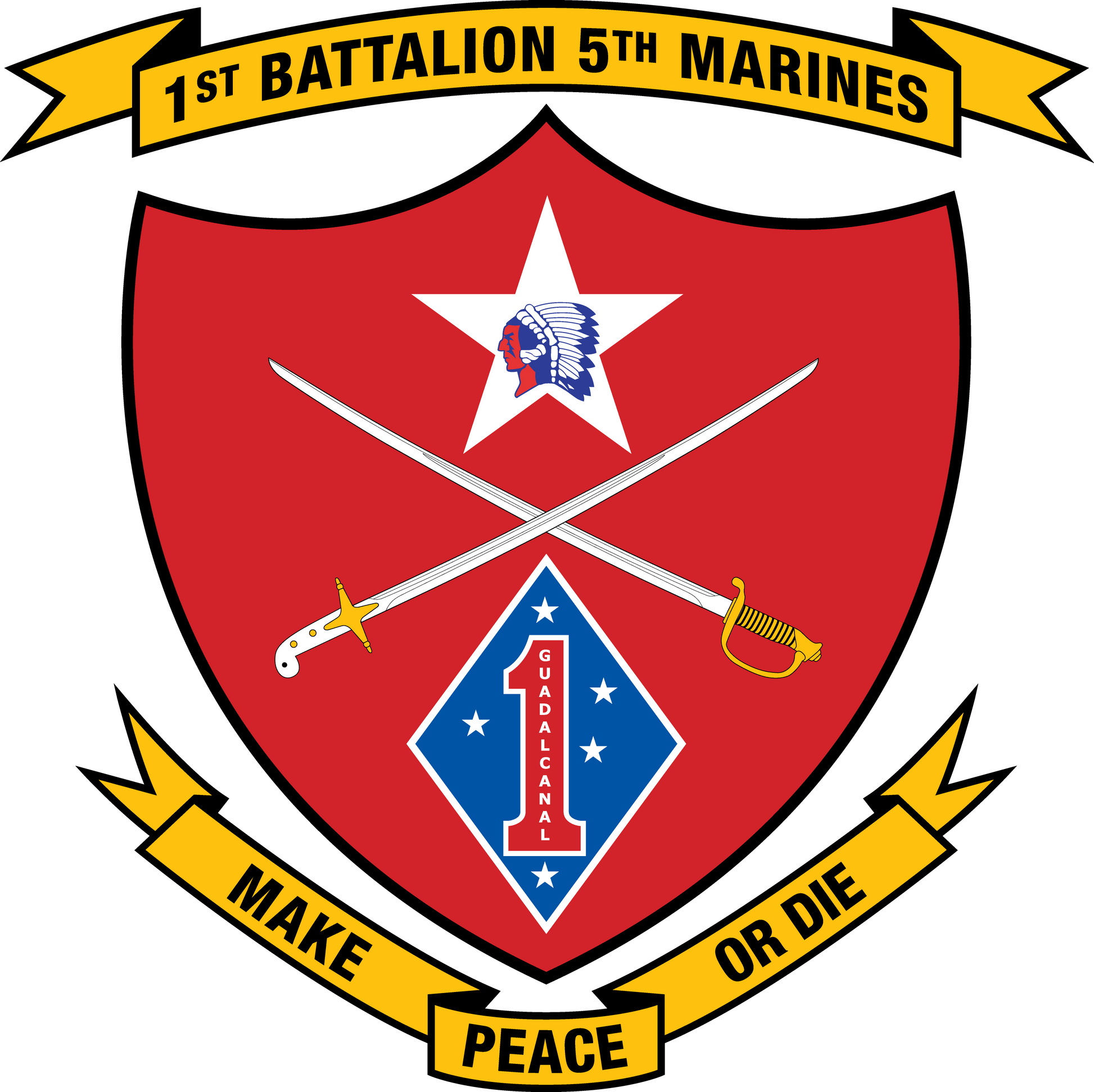 USMC 1st Battalion 5th Marines Patch U.S. Military vinyl decal for car, truck, window or laptop