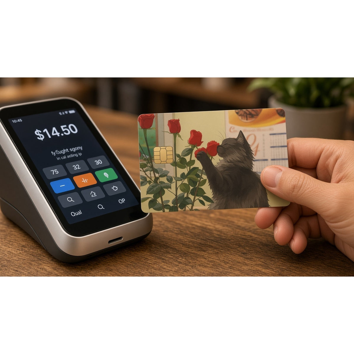 Black Cat Red Rose Garden Debit Card Credit Card Skin