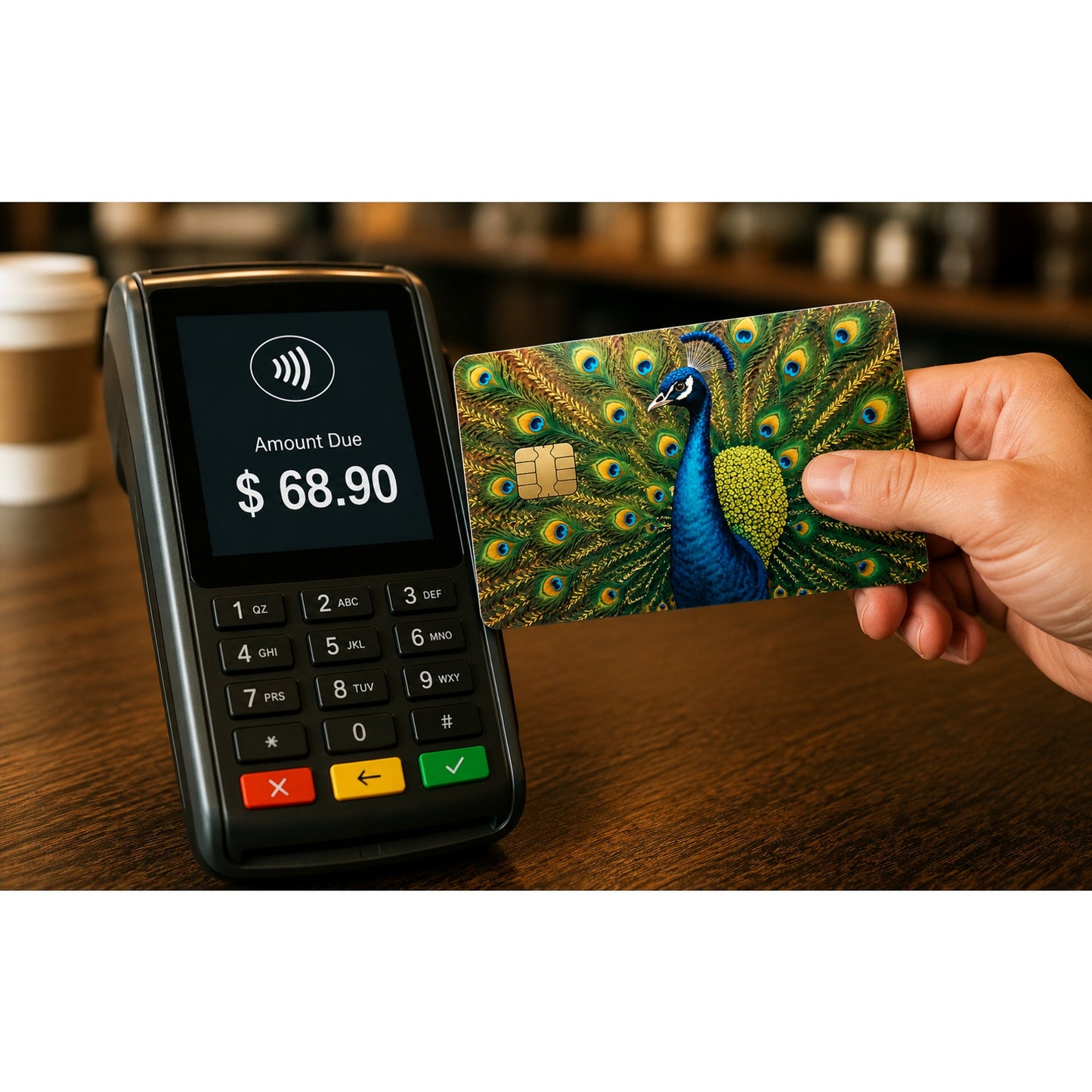 Blue Peacock Feather Display Debit Card Skin Vinyl Card Wrap