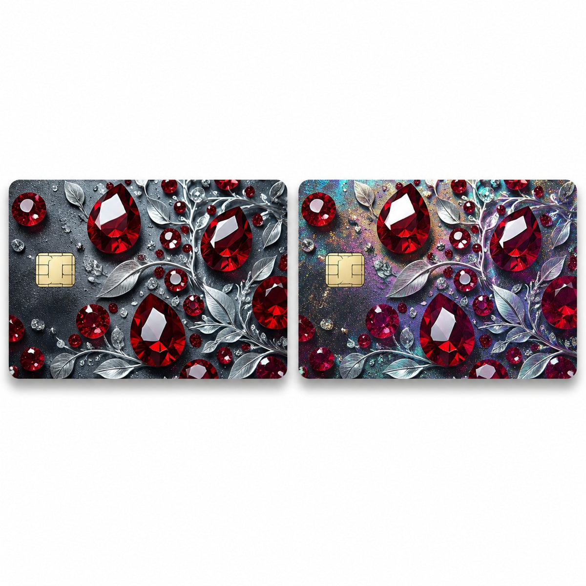 Rubies and Silver Royal Bloom Luxury Design Debit Card Credit Card Skin