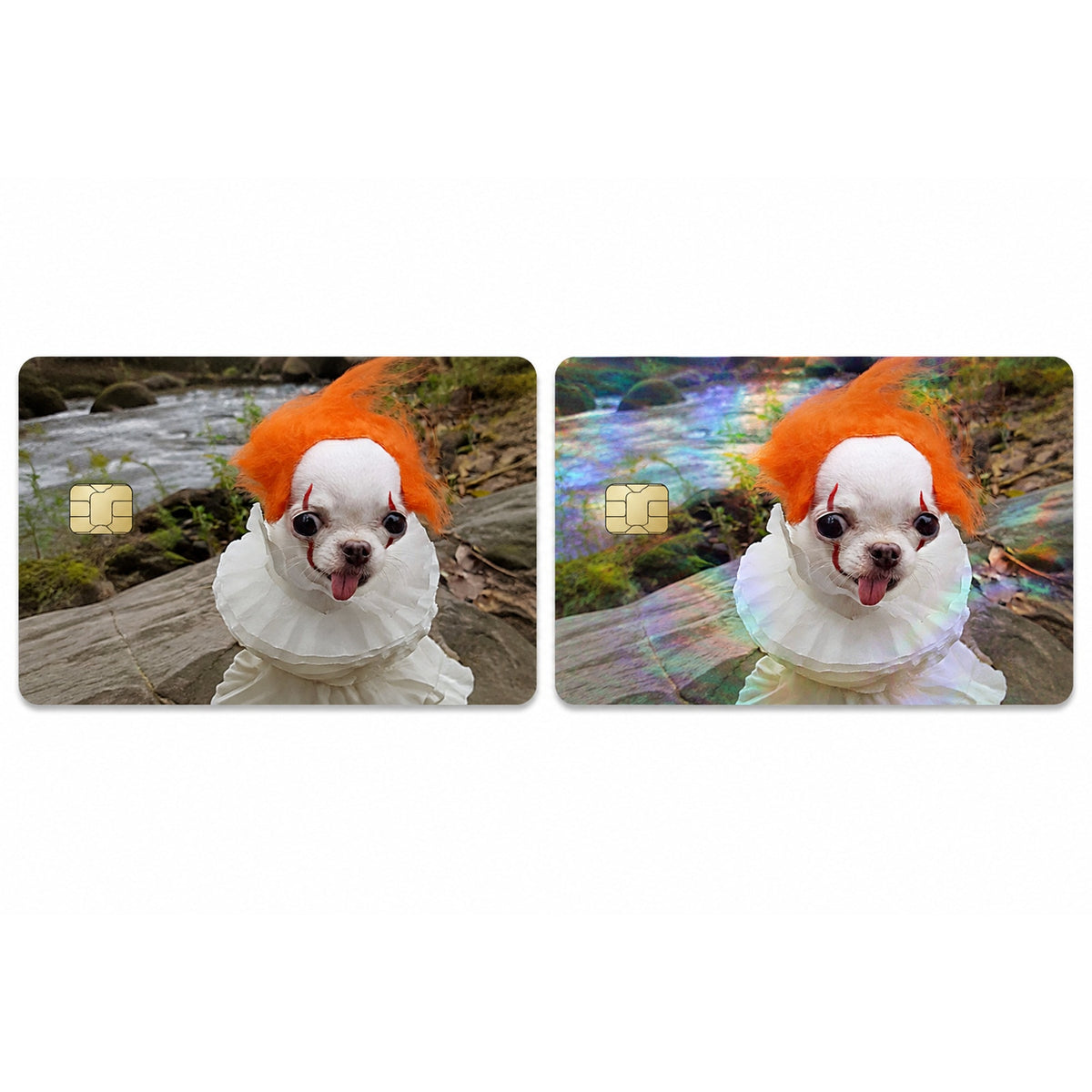 Creepy Clown Chihuahua Halloween Funny Debit Card Credit Card Skin