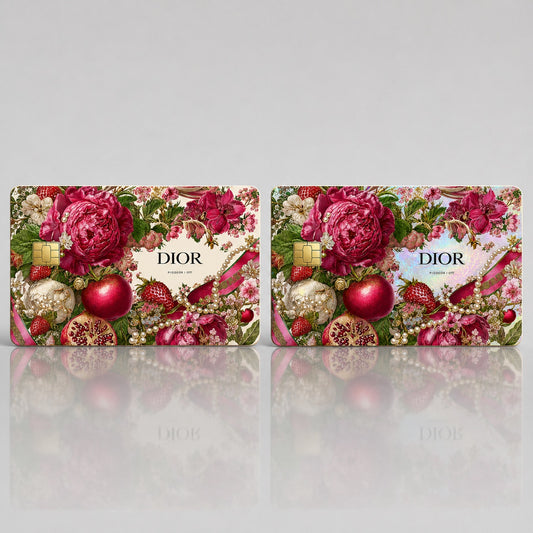 Dior Crimson Floral Collage Luxury Credit Card Skin
