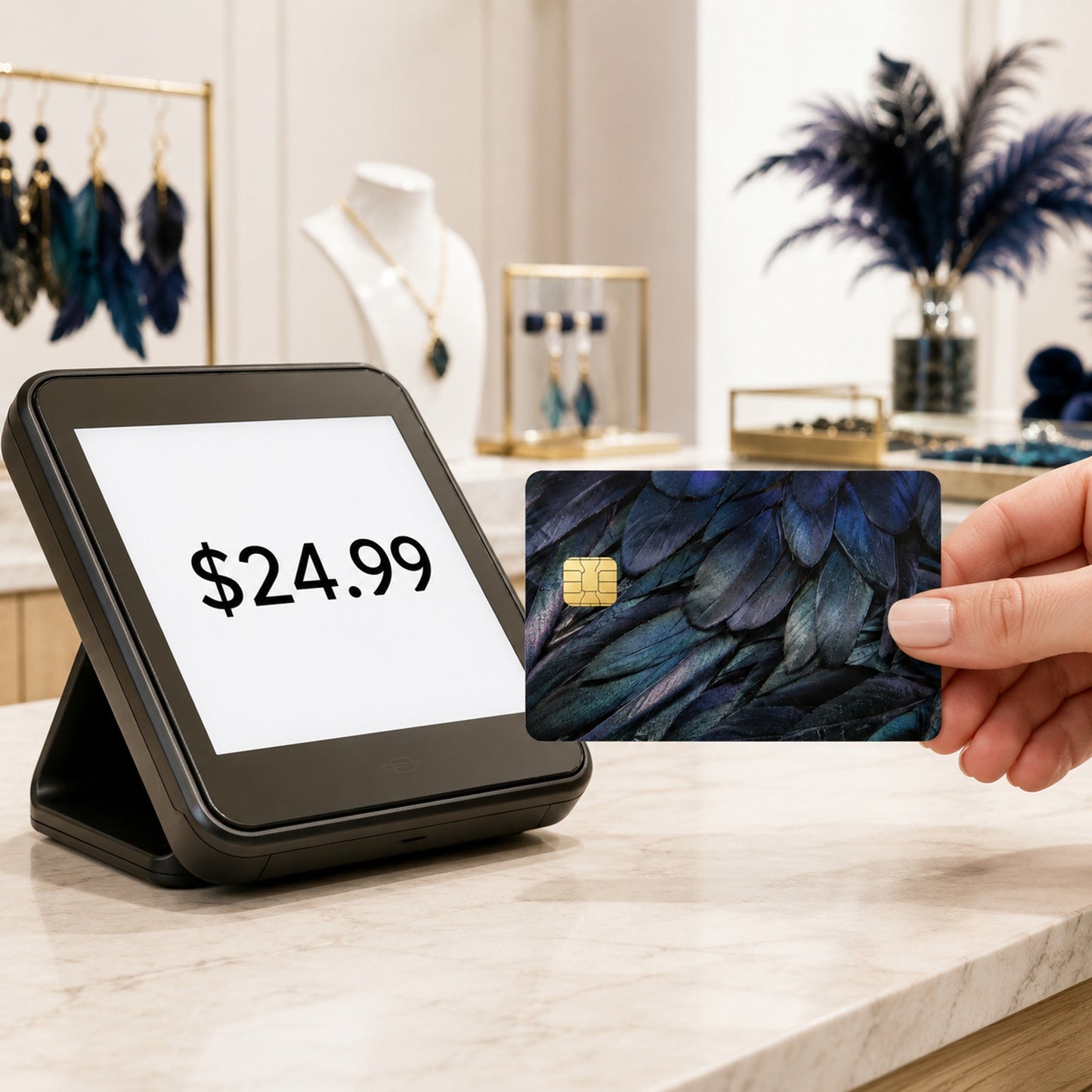 Midnight Iridescent Feathers Luxury DesignDebit Card Credit Card Skin