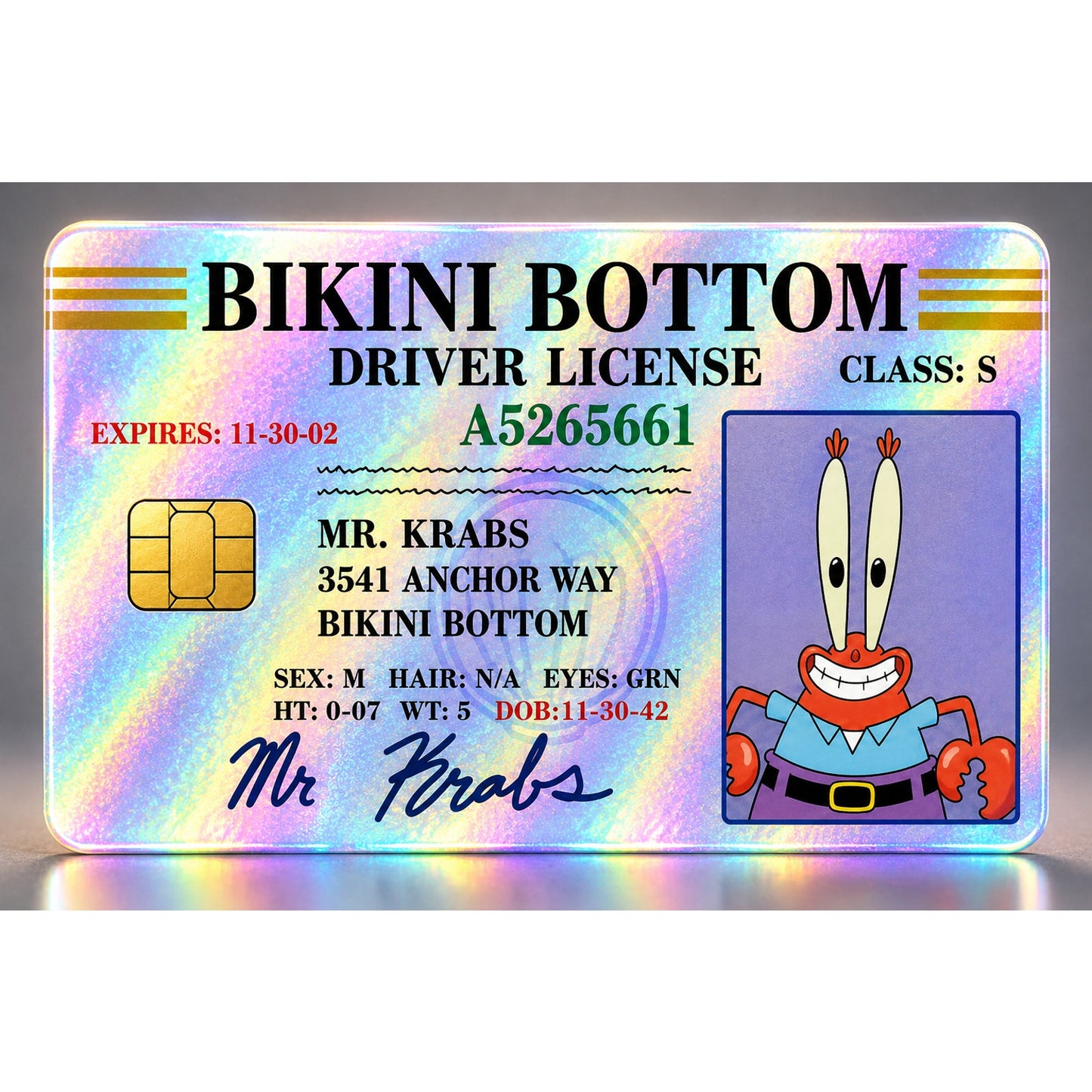 Mr Krabs Bikini Bottom Gang License Debit Card Skin Credit Card Skin Sticker