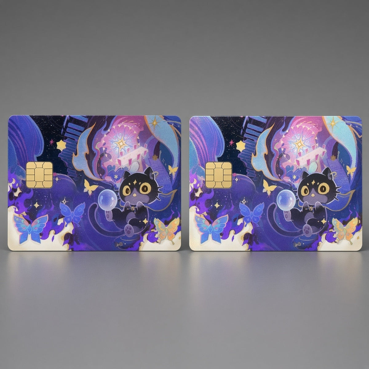 Meow-gical Black Cat Dream Butterfly Cat Debit Card Credit Card Skin