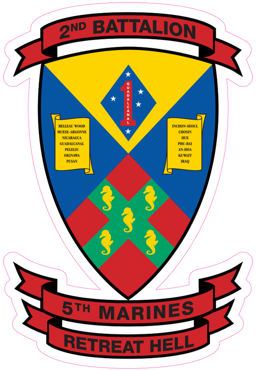 USMC 2nd Battalion 5th Marines Patch U.S. Military vinyl decal for car, truck, window or laptop