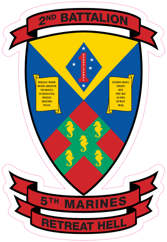 USMC 2nd Battalion 5th Marines Patch U.S. Military vinyl decal for car, truck, window or laptop