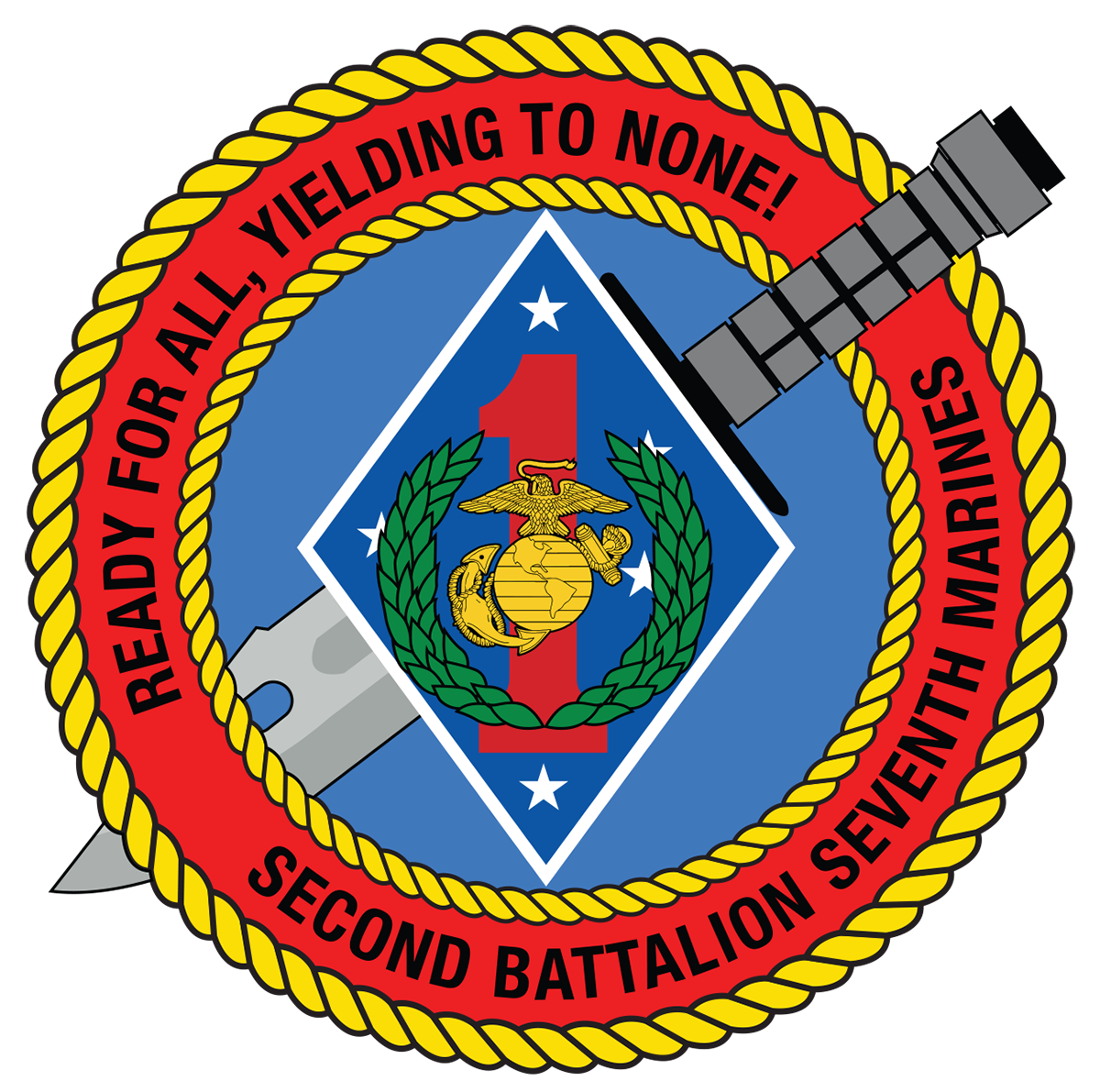 USMC 2nd Battalion 7th Marine Insignia Patch vinyl decal for car, truck, window or laptop U.S. Marine Military