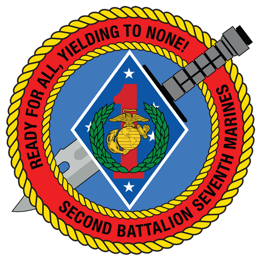 USMC 2nd Battalion 7th Marine Insignia Patch vinyl decal for car, truck, window or laptop U.S. Marine Military