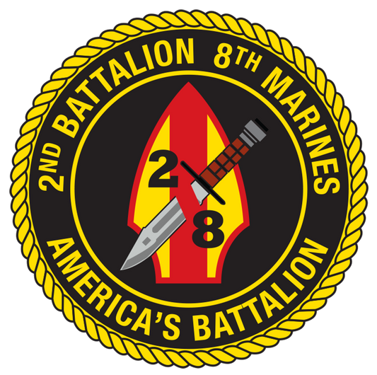 USMC 2nd Battalion 8th Marine Insignia Patch vinyl decal for car, truck, window or laptop U.S. Marine Military