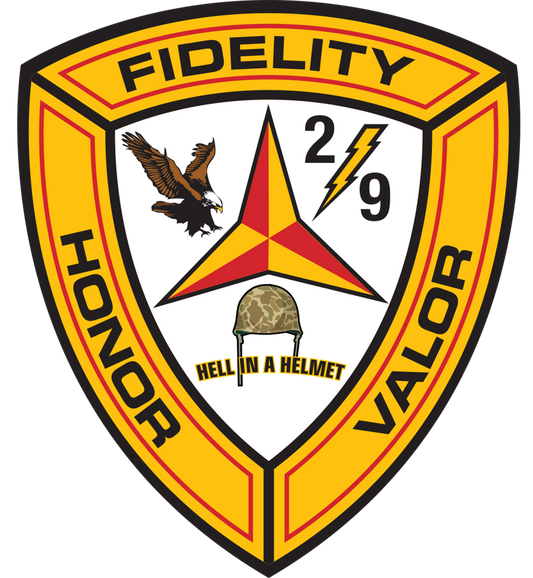 USMC 2nd Battalion 9th Marine Insignia Patch vinyl decal for car, truck, window or laptop U.S. Marine Military