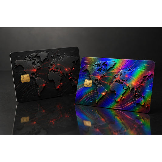 Black Debit Card Credit Card Skin Global Network Cyber World Map Tech Vinyl