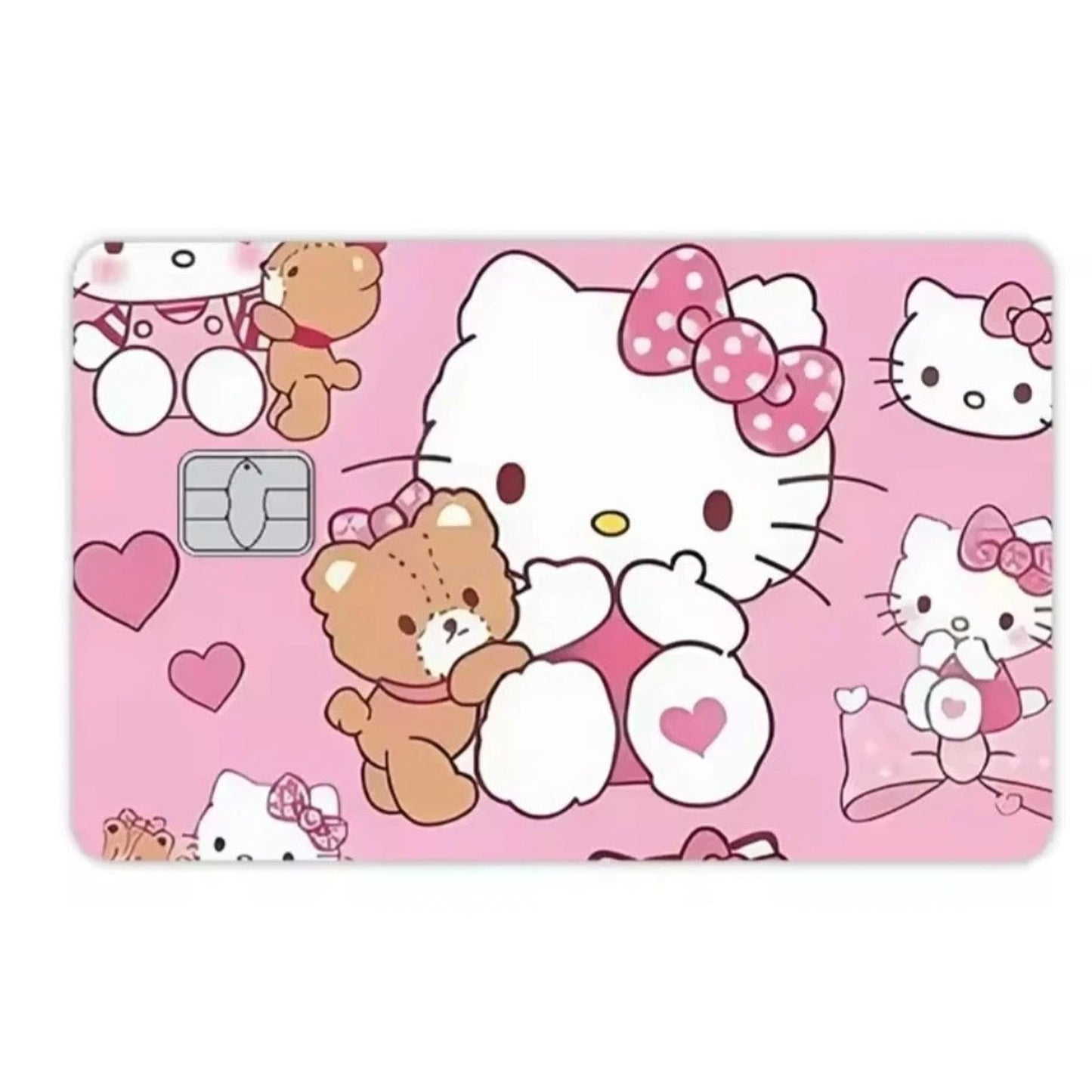 PINK Hello Kitty with Teddy Bear Bow Debit Card Credit Card Skin Cover Sticker