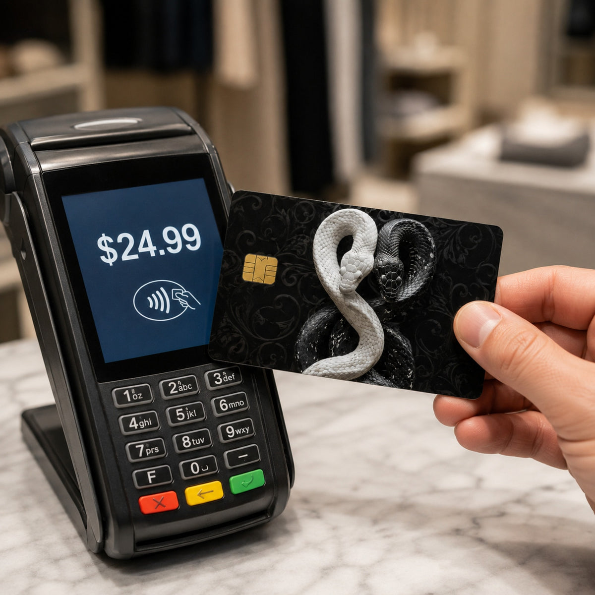 Luxury Black White Snake Duality Credit Card Skin