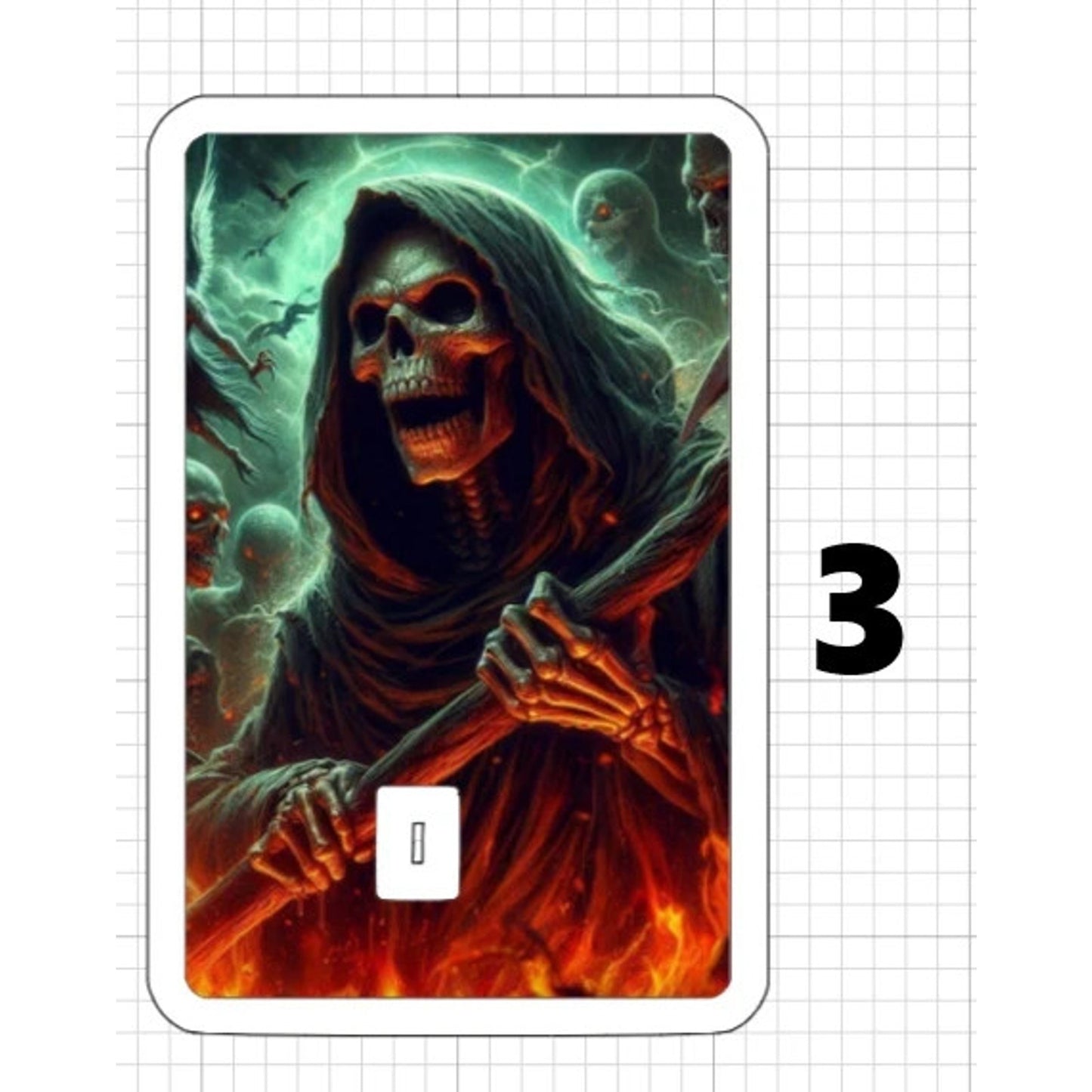 Grim Reaper ATM Debit Credit Card Skin Sticker Devil Demon Hell Staff & Fire