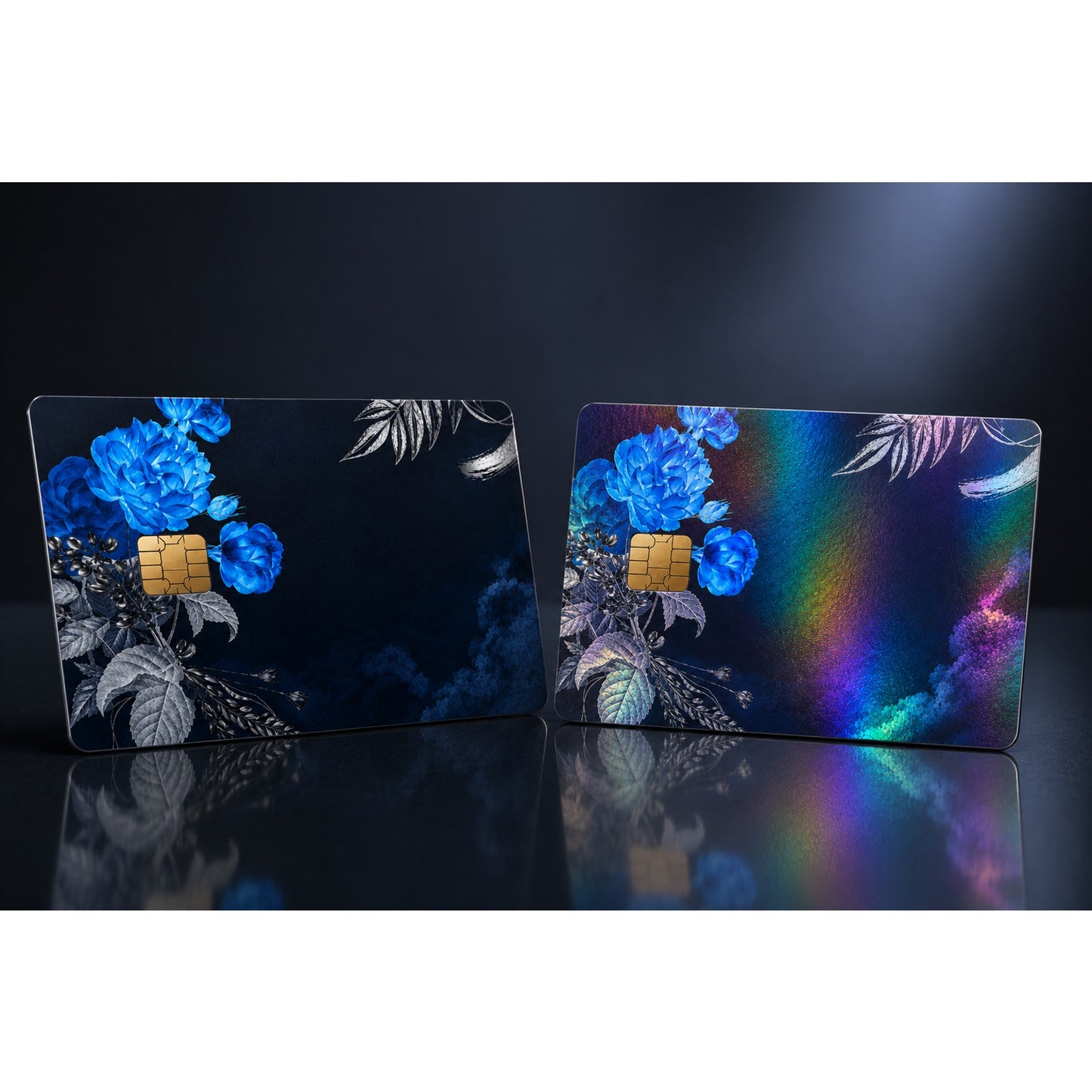 Midnight Bloom Floral Credit Card Skin Blue Rose Debit Card Sticker