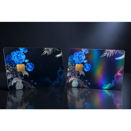 Midnight Bloom Blue Rose Floral Credit & Debit Card Skin