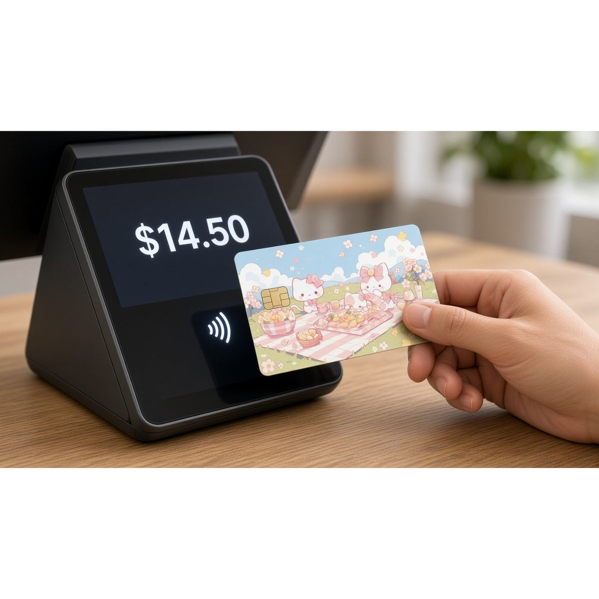Pastel Picnic Cat Cute Kawaii Debit Card Credit Card Skin