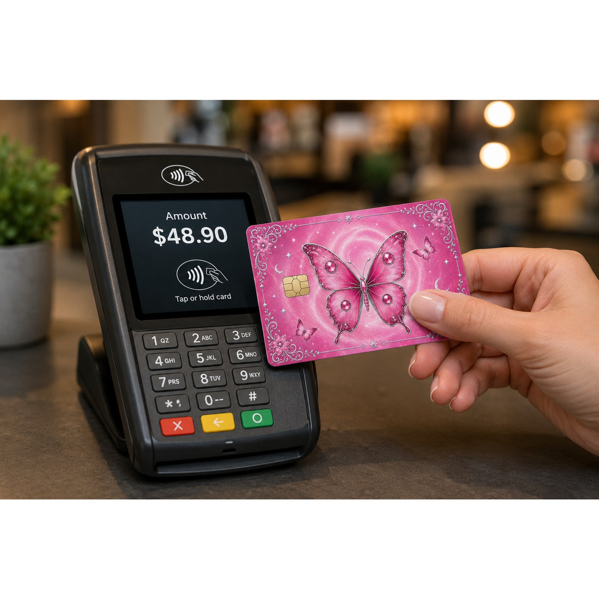 Pink Butterfly Credit Card Skin Vinyl Sticker Debit Card Wrap Kawaii