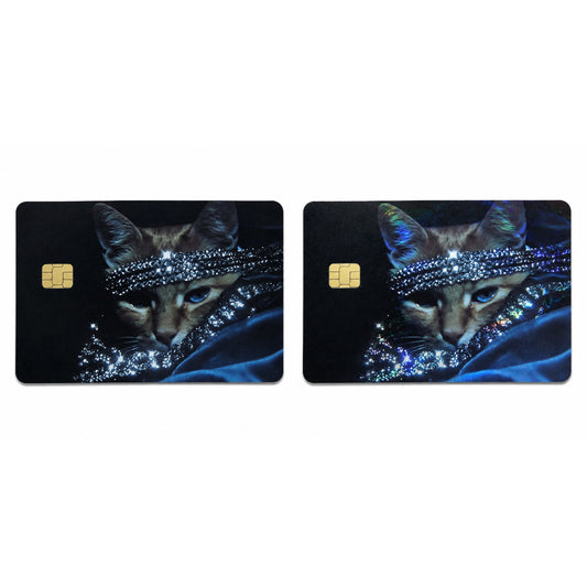 Midnight Sapphire Golden Cat Card Skin | Luxury Design