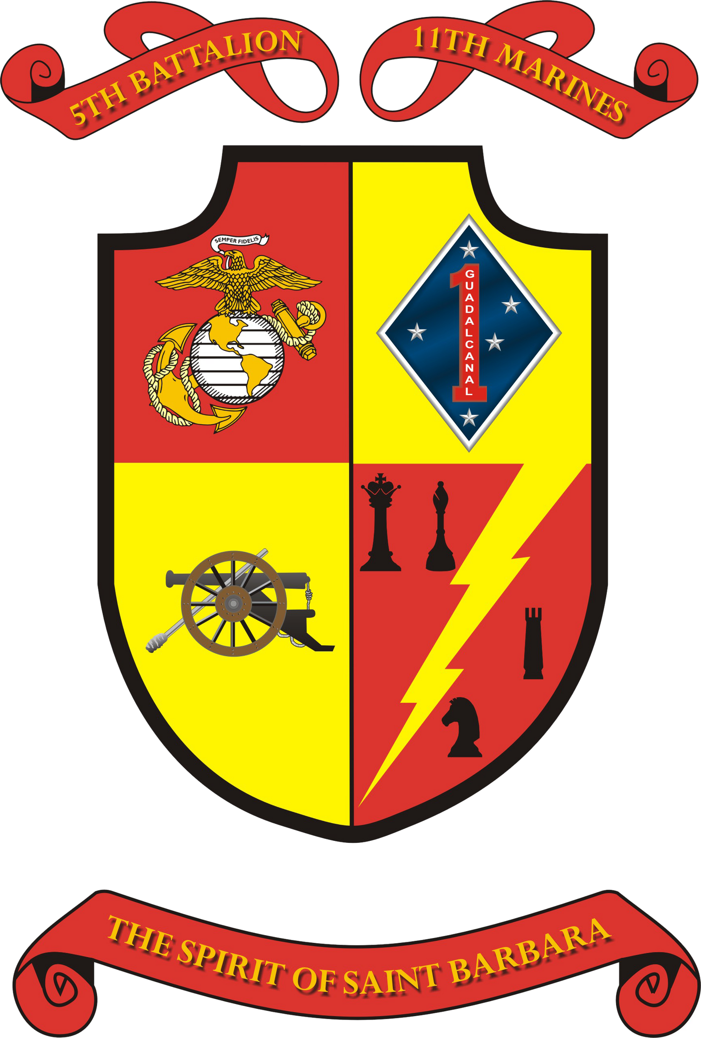 USMC 5th Battalion 11th Marines Patch U.S. Military vinyl decal for car, truck, window or laptop - DECALS OF AMERICA