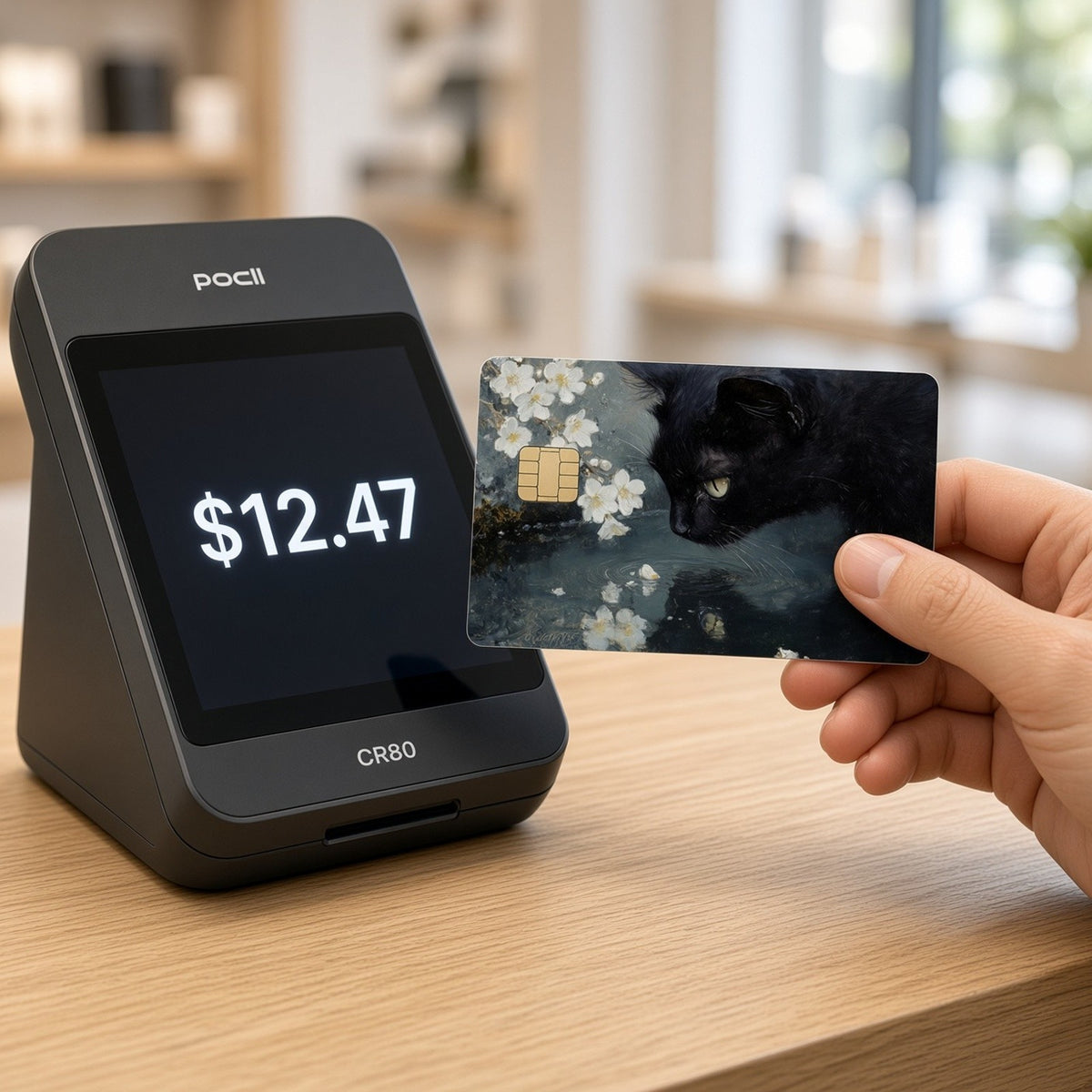 Black Cat Curiosity Ripple Floral Debit Card Credit Card Skin