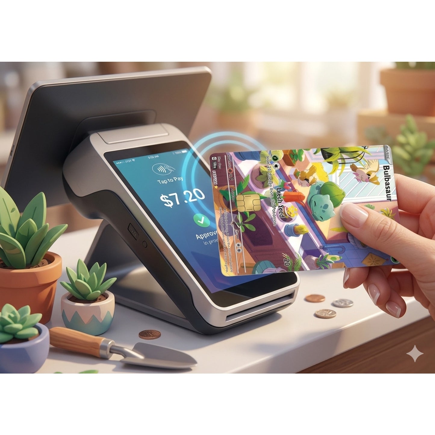 Bulbasaur Indoor Garden Scene Pokémon TC Debit Card Credit Card Skin Sticker