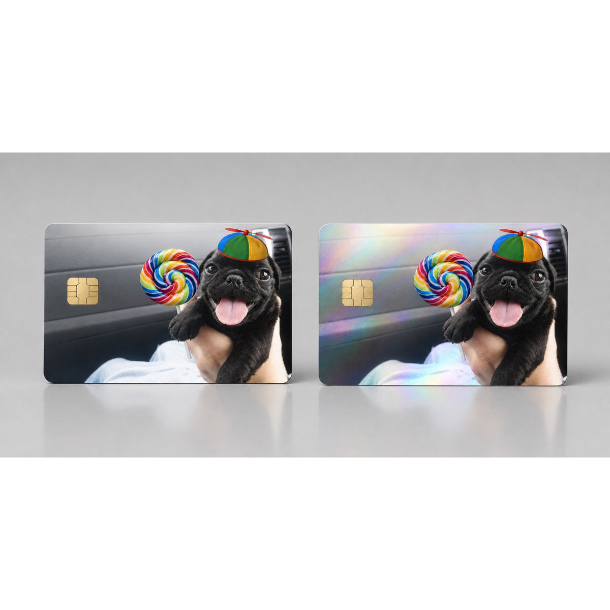Lovable Rainbow Lollipop Pug Debit Card Credit Card Skin