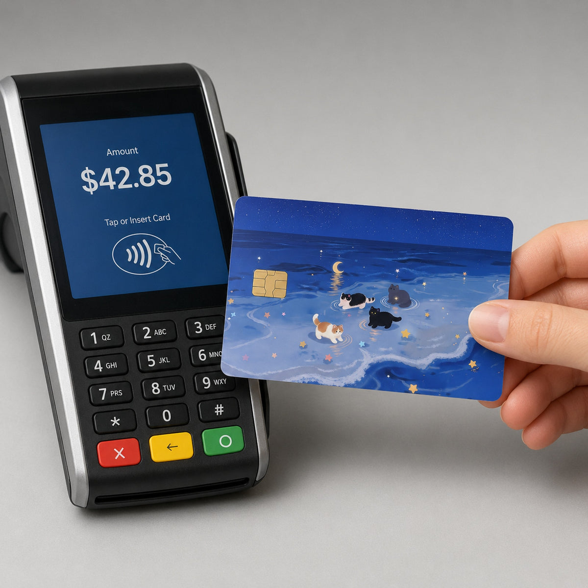 The Cosmic Tide Starry Cats Debit Card Credit Card Skin