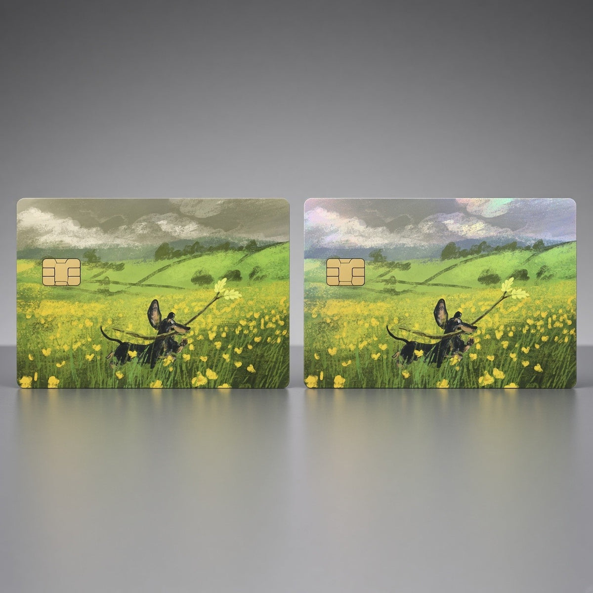 Dachshund Big Stick Wildflower Debit Card Credit Card Skin Vinyl Sticker