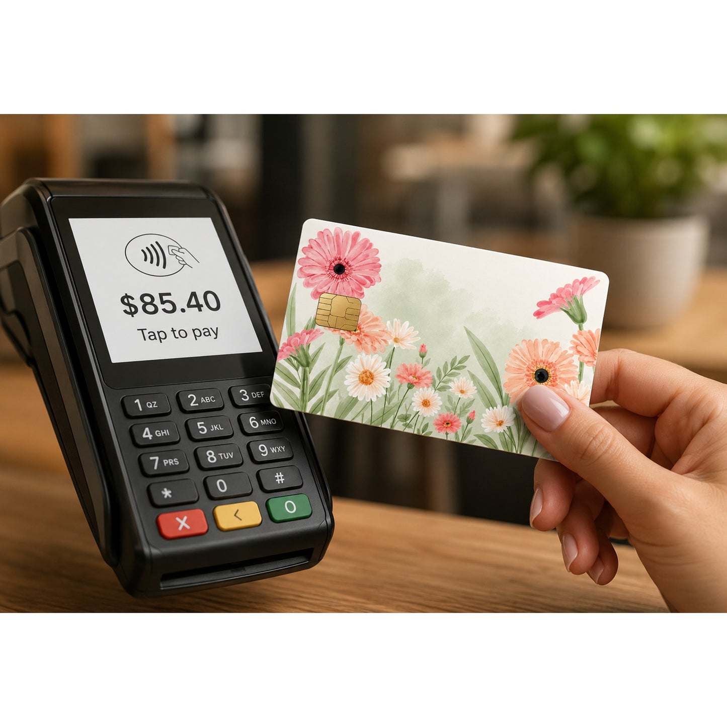 Pastel Daisy Floral Credit Card Skin Botanical Vinyl Card Wrap