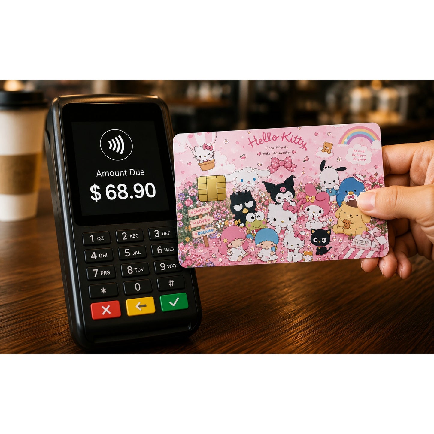 Sanrio Friends Pink Credit Card Skin Debit Card Vinyl Sticker Kawaii Wrap