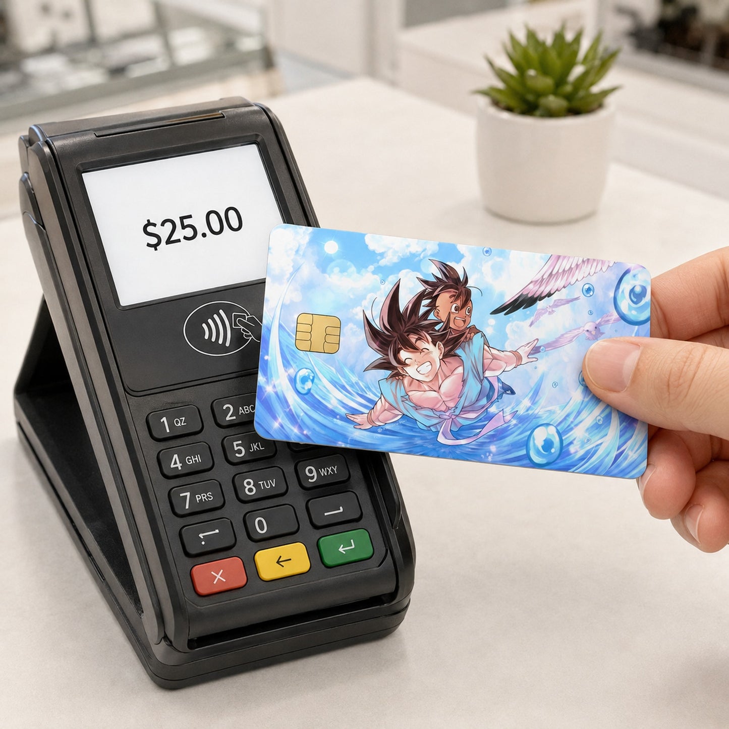 Goku & Uub Flying into New Era Dragon Ball Z Debit Card Credit Card Skin