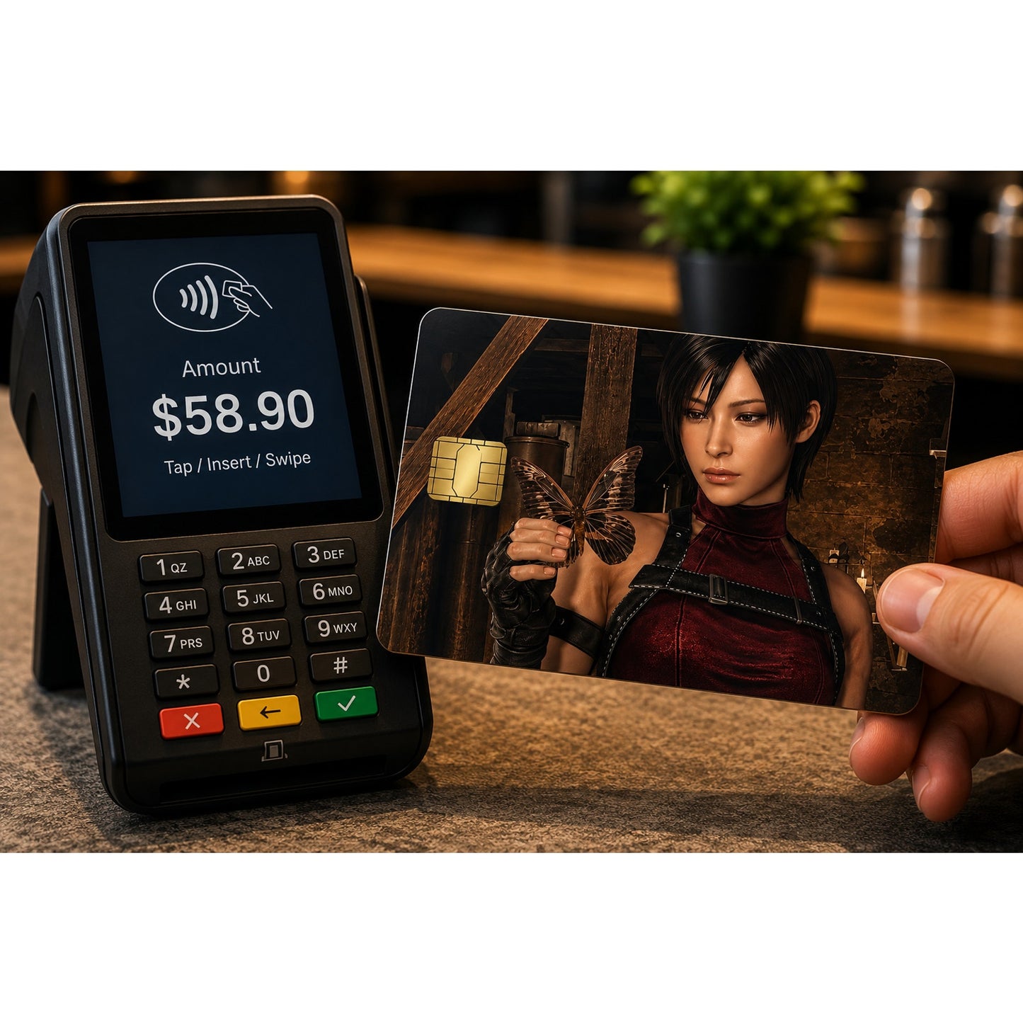 Grace Holding Butterfly Resident Evil Requiem Debit Card Credit Card Skin