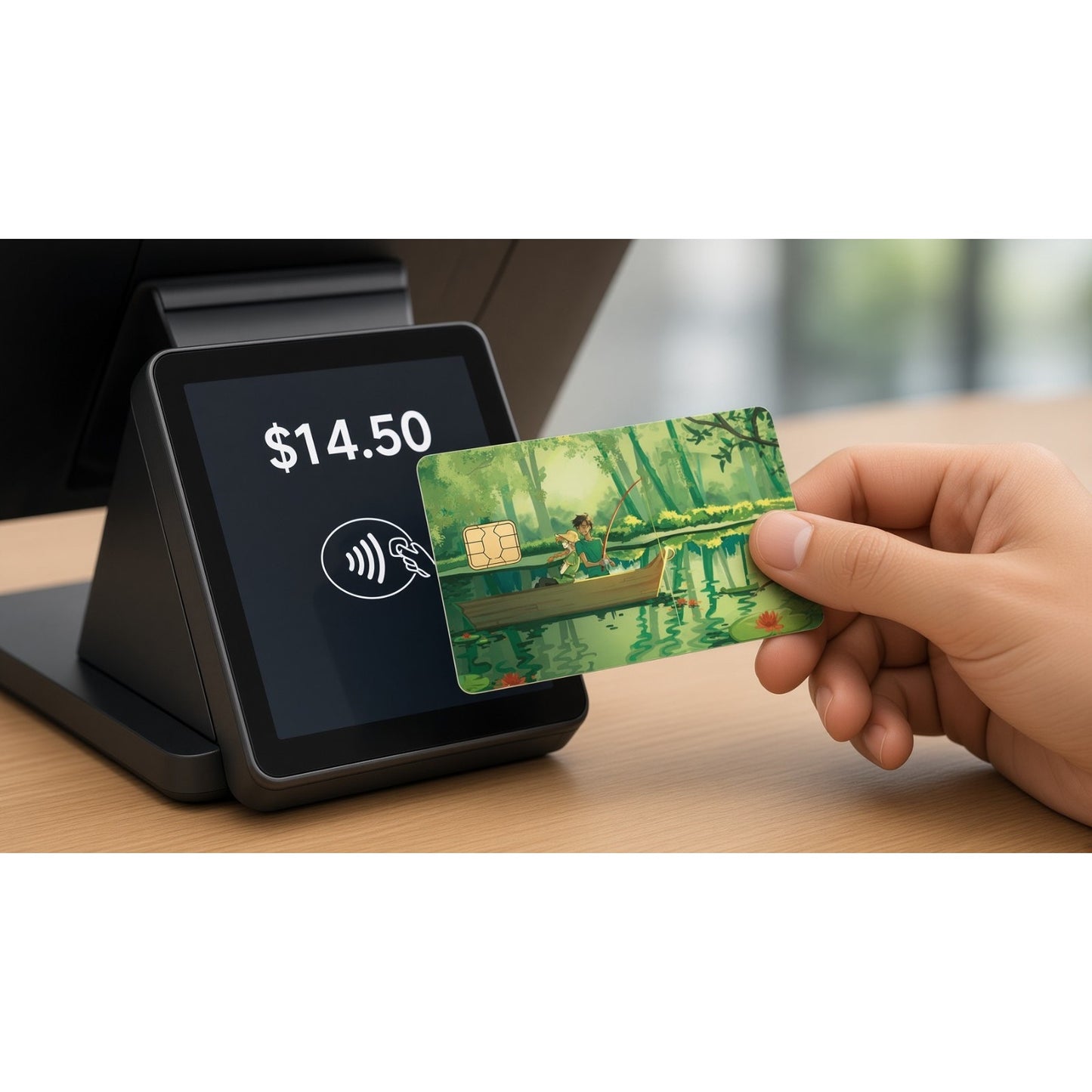 Steve & Alex's Swamp River Fishing Minecraft Debit Card Credit Card Skin