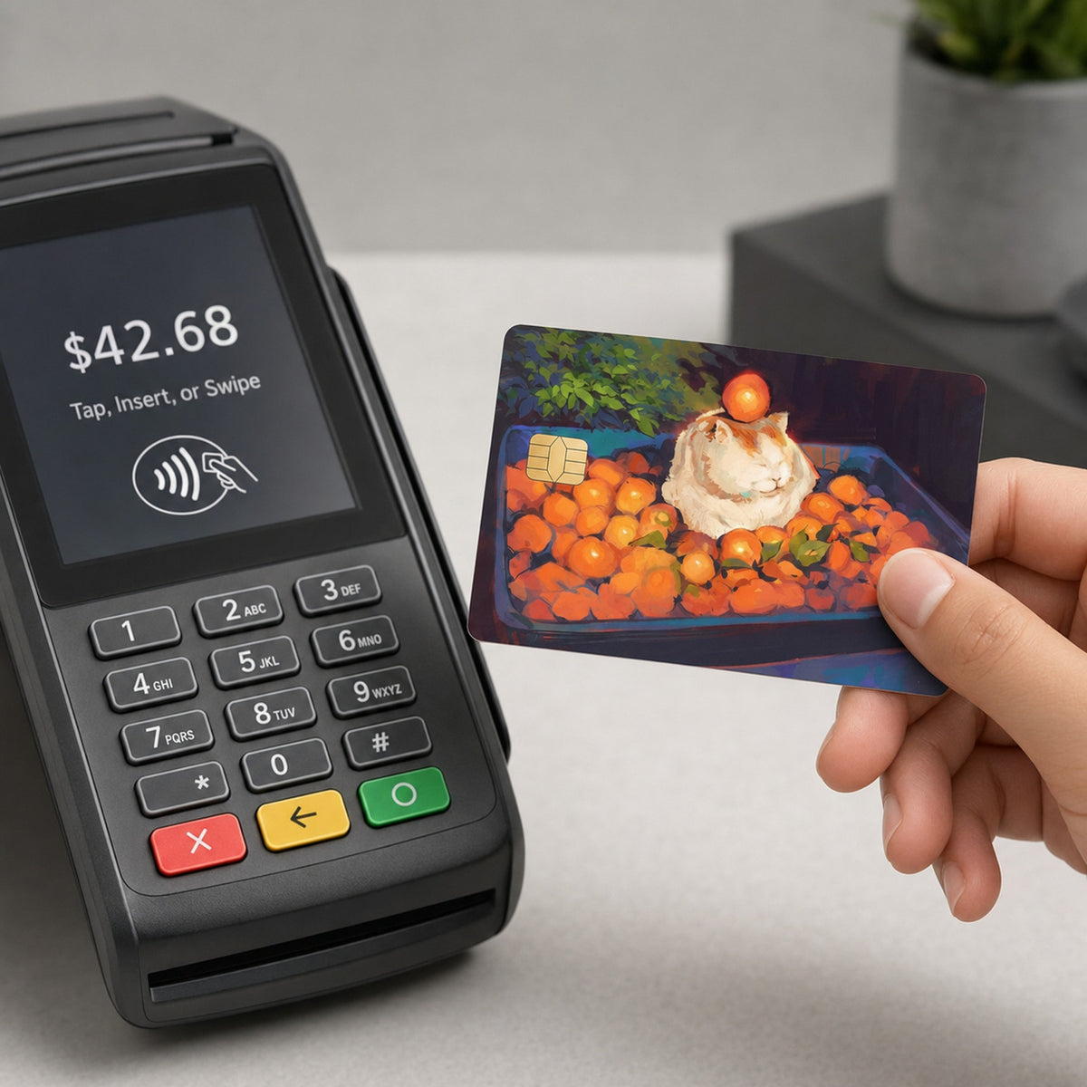 The Citrus Slumber Cozy Cat Debit Card Credit Card Skin