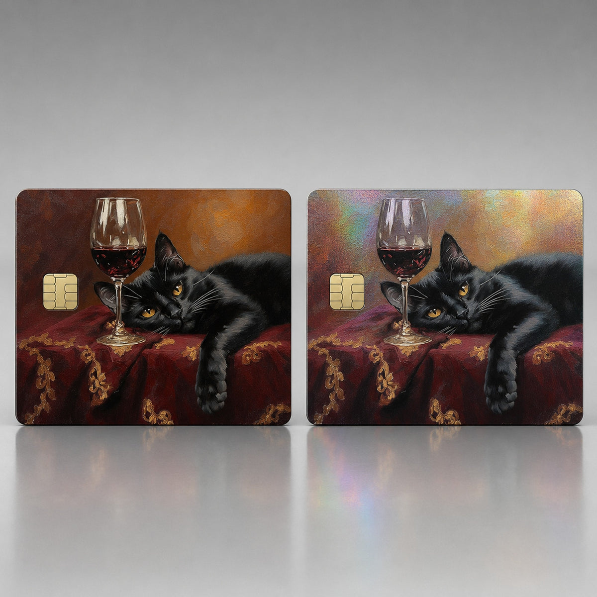 Midnight Indulgence Wine Cellar Cat Debit Card Credit Card Skin
