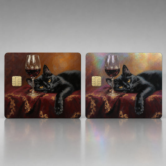 Black Cat Wine Credit Card Skin – Midnight Indulgence