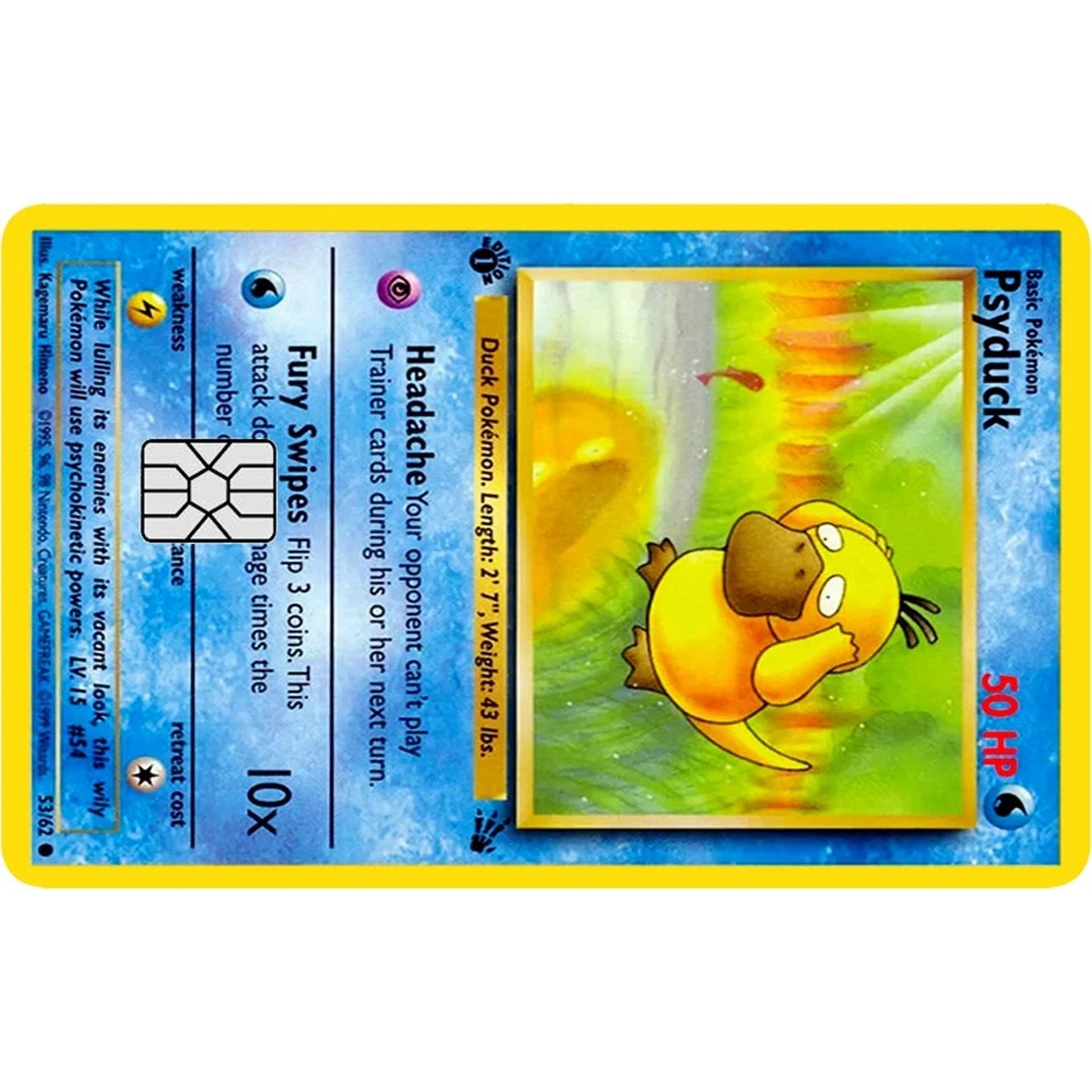 Psyduck Pokémonster Card Collection Credit Card Skin Wrap Decal Pre-Cut Sticker