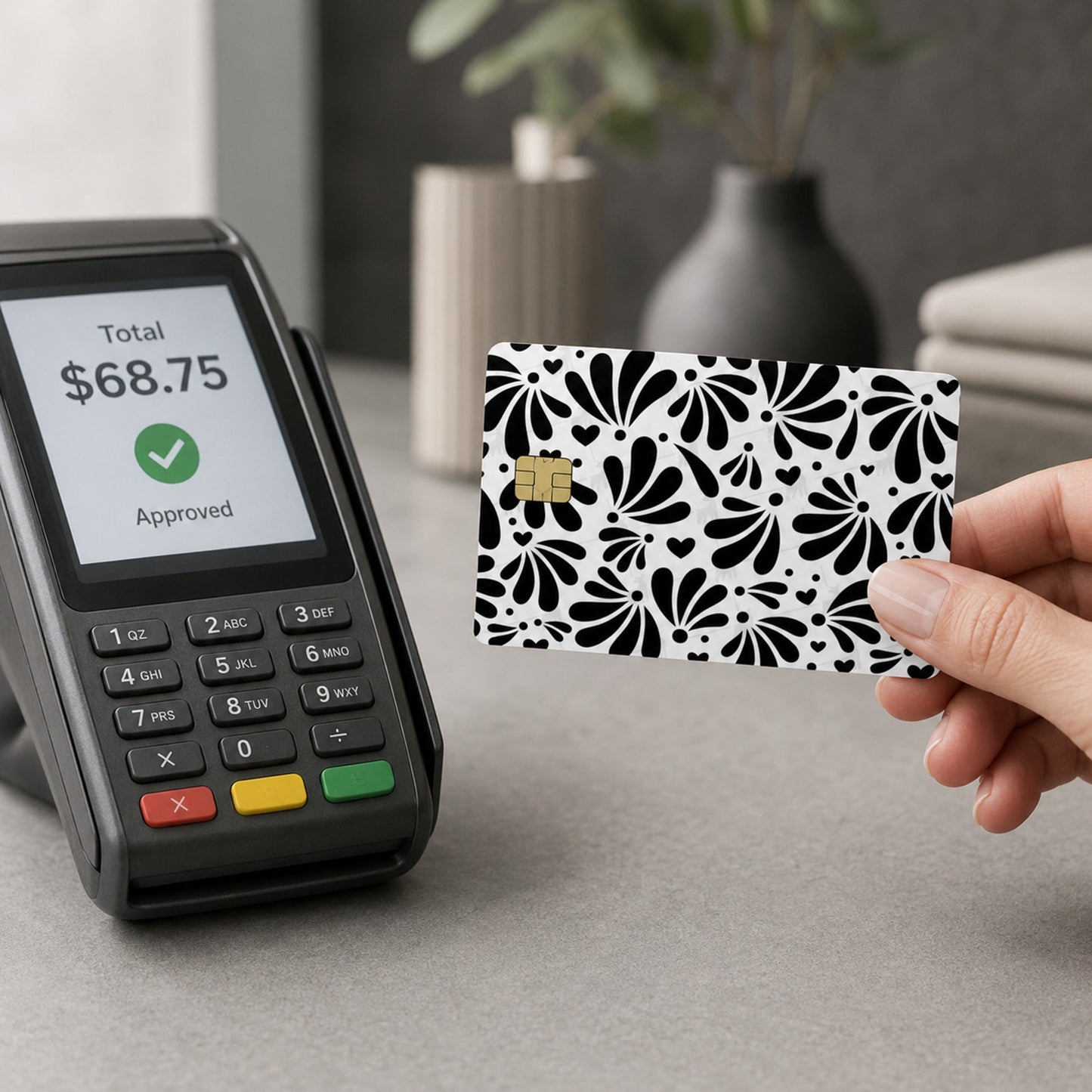 Mexican Talavera Black Floral Debit Card Credit Card Skin