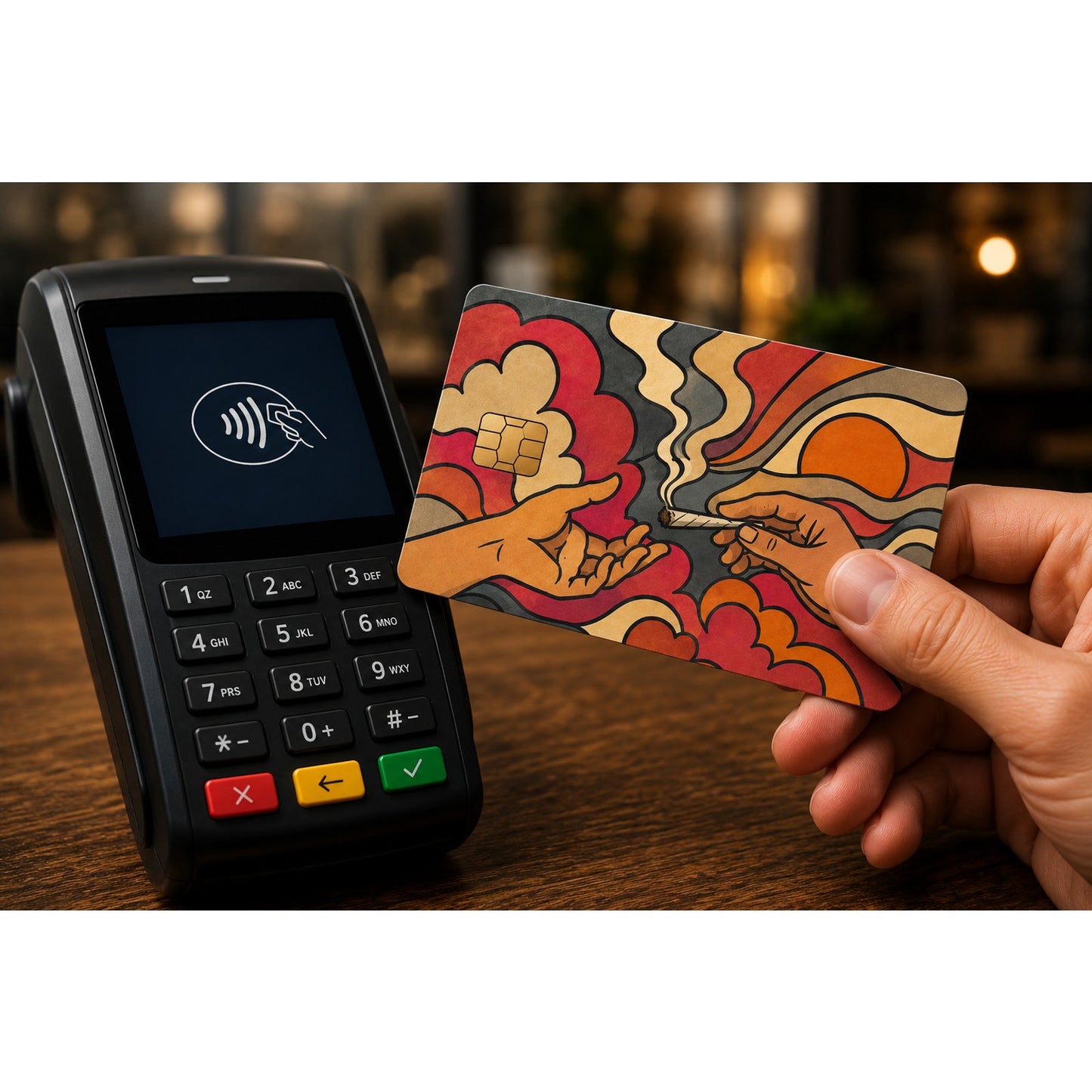 Debit Card Credit Card Skin Cover Sticker Funny Pass Up Smoke Small Chip