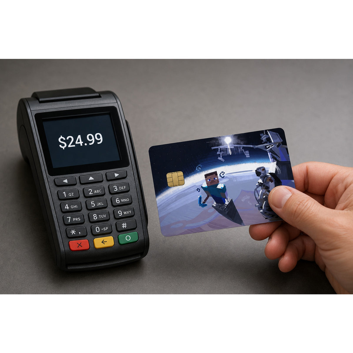 Steve Diamond Pickaxe Space Adventure Mine Craft Debit Card Credit Card Skin