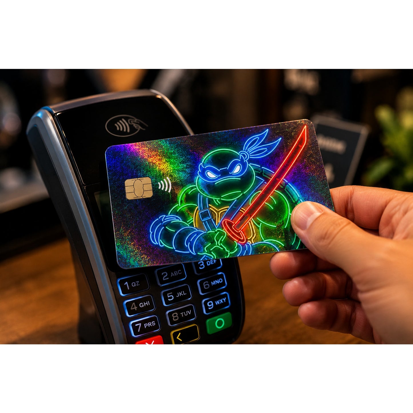Teenage Mutant Ninja Turtles Credit Debit ATM Card Skin Sticker Neon Leonardo